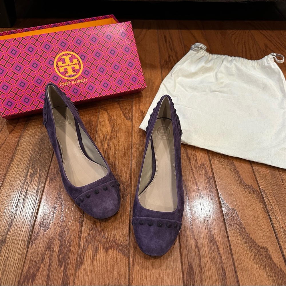 Tory Burch Colt Purple Suede Studded Low Heel 8.5